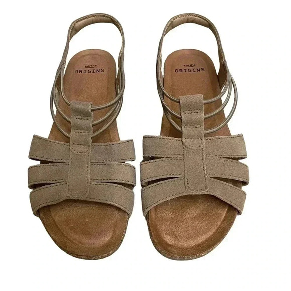 Earth Origins Suede Sling Back Laney Sedona Brown Womens Sandals size 8 Wide - Picture 1 of 14